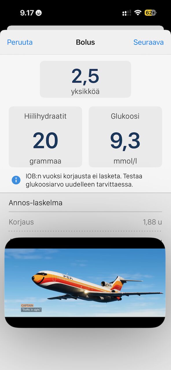 Annosopas: hiilihydraatit, glukoosi ja ehdotettu bolus